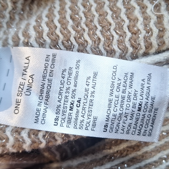 Chico's NWOT Striped Fringed Poncho One Size - Picture 6 of 6